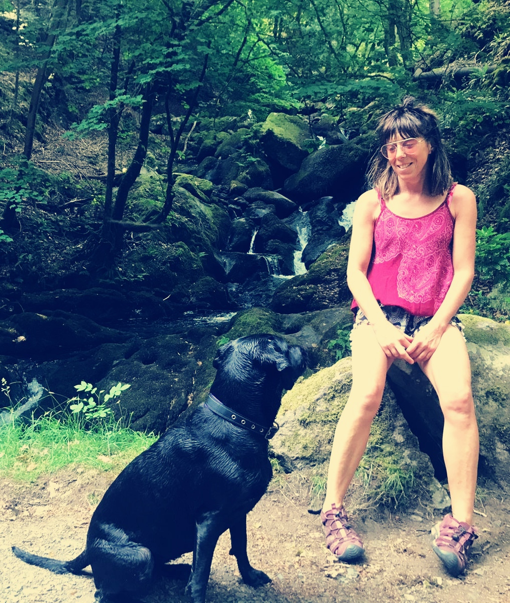 Beth with her Labrador Leela out in the Peak District